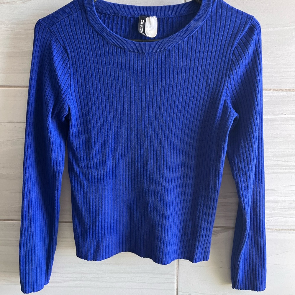 blue ribbed top